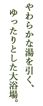 やわらかな湯を引く、ゆったりとした大浴場